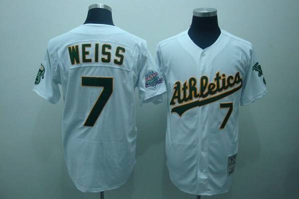 Mitchell and Ness Athletics #7 Walt Weiss Stitched White Throwback MLB Jersey - Click Image to Close